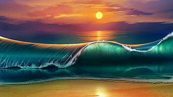 sunset , Ocean waves, Stunning visuals, Vibrant colors HD wallpaper