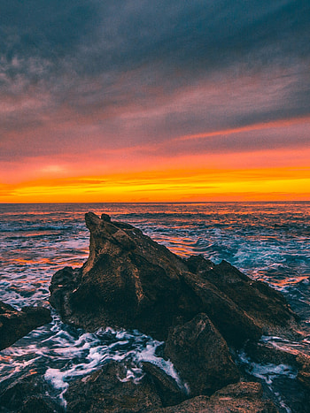 Sea sunset sky clouds, Seascape, Natures scenery HD phone wallpaper
