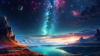 Northern Lights and Planets in Space, Northern Lights, planet, space, mountain, snow, Snowy Mountain HD wallpaper