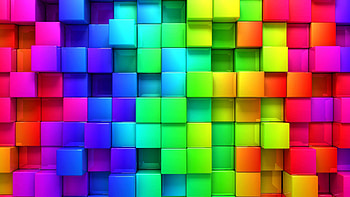 3D Cube, Rainbow Colored HD wallpaper