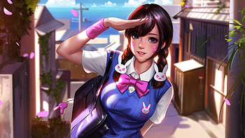 Overwatch, online game, cute D.VA HD wallpaper