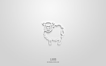 Lamb 3d icon, white background, 3d symbols, Lamb, animals icons, 3d icons, Lamb sign, animals 3d icons HD wallpaper