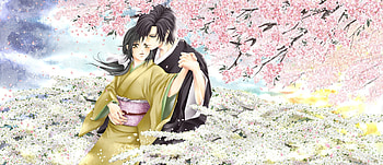 Saito ♡ Chizuru, yukata, hajime, nice, flower, couple, female, handsome, sweet, hakuouki, girl, shinsengumi, anime girl, anime, pretty, chizuru yukimura, hakuouki shinsengumi kitan, saito, romantic, sakura blossom, guy, kimono, lover, yukimura, floral, chizuru, cherry blossom, male, saito hajime, romance, boy, hug, sakura, love HD wallpaper
