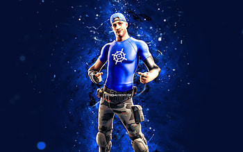 Branded Brawler, , blue neon lights, Fortnite Battle Royale, Fortnite characters, Branded Brawler Skin, Fortnite, Branded Brawler Fortnite HD wallpaper
