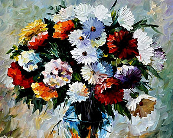 Colors, oil painting, flowers, painting HD wallpaper