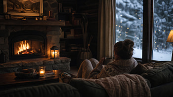 Cozy Winter — Fireside Escape, Fireplace, Candle HD wallpaper