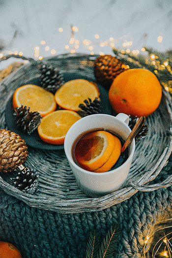 Food, New Year, Oranges, Cup, Christmas, Coziness, Comfort, Mug HD phone wallpaper