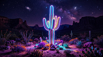 Cosmic Neon Cactus — Desert, Desert Plant, Cactus HD wallpaper