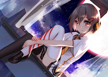 16, night, anime, red, eyes, girl HD wallpaper