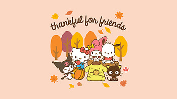 Hello Kitty and Friends Autumn, Kuromi (Onegai My Melody), Hello Kitty, Onegai My Melody, Pompompurin HD wallpaper