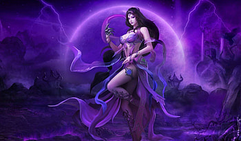 Fantasy girl, purple, pink, frumusete, fantasy, game, girl, luminos HD wallpaper