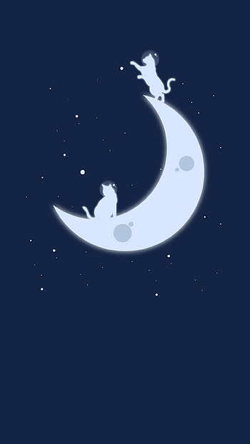 Cats, Art, Stars, Moon, Minimalism HD phone wallpaper