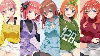 Yoshitsugu Matsuoka, Kana Hanazawa, Ayana Taketatsu, Miku Itou The Quintessential Quintuplets HD wallpaper