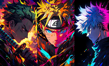 Anime Mixup, Anime, Naruto, One Piece, Satoru Gojo, Roronoa Zoro HD wallpaper