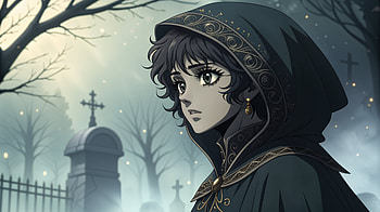 Enigmatic Shadows: Black Anime Ultra, black anime, Anime, gothic, cemetery, Gothic Anime HD wallpaper