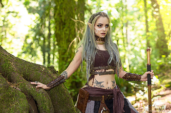 Tattoo Elf Girl Outdoor, cosplay, girls, model HD wallpaper