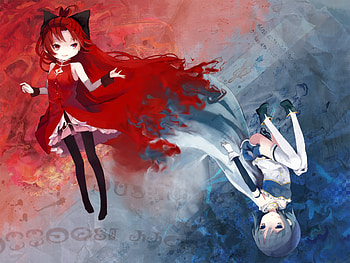 Kyouko Sakura and Miki Sayaka, blue, kyouko sakura, sexy, mahou shoujo madoka magica, hot, cute, beautiful, long hair, anime girls, beauties, beauty, miki sayaka, red, short hair HD wallpaper