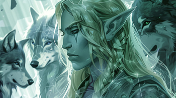 Enchanted Elf and Wolves: World of Warcraft, video game, World of Warcraft, elf, wolf HD wallpaper