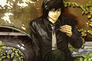 Teru Mikami, shadow, grey, teru, suit, cool guy, death note, rest, smart, leaf, mikami HD wallpaper