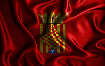 Tarragona flag, , silk wavy flags, spanish provinces, Day of Tarragona, fabric flags, Flag of Tarragona, 3D art, Tarragona, Europe, Provinces of Spain, Tarragona 3D flag, Spain HD wallpaper