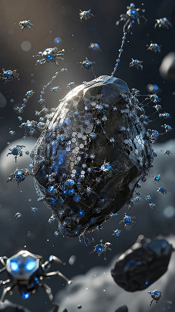 Nanite Swarm | NanoHive Armada | Blue-Core Nanofleet | Microbot Constellation HD phone wallpaper