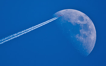 Flight to the moon, flight, sky, nature, moon HD wallpaper