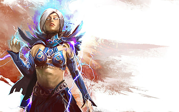 Women mage, Guild Wars 2, White hair, Fantasy art HD wallpaper