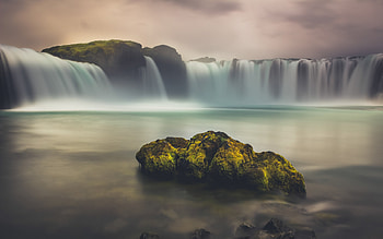 Godafoss waterfall, nature, rocks, iceland HD wallpaper