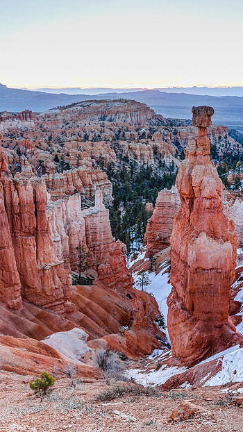 Cliff snow hill, Winter wonderland, Bryce Canyon, Nature HD phone wallpaper