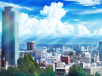 Cityscape, anime, original HD wallpaper