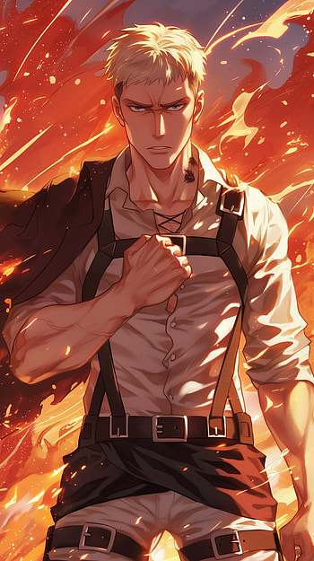 Reiner Braun Flame, Anime, Attack on Titan HD phone wallpaper