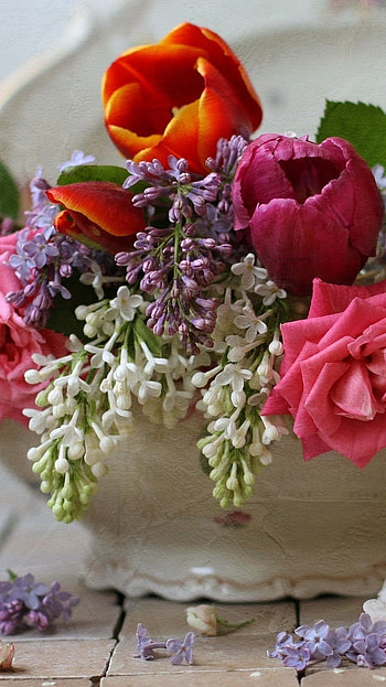 Beautiful Flowers Roses, Flower Vase HD phone wallpaper