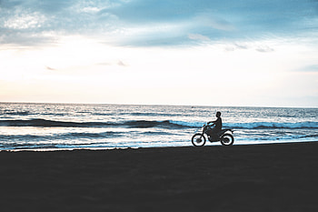 Motorcyclist, Beach, Motorcycles, Dark, Silhouette, Motorcycle HD wallpaper