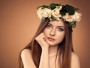 brunettes, spring, pretty, beauty HD wallpaper
