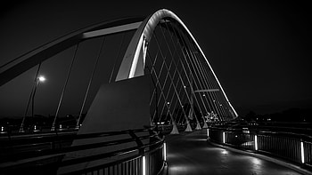 Black And White Of Bridge Walkway Architecture Lights Others HD wallpaper