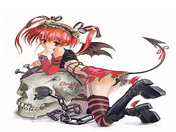 Gothic doll, skull, chain, devil tail, gothic animated girl HD wallpaper