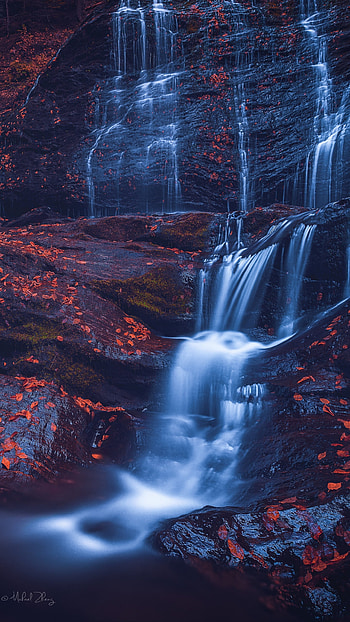 Moss Glen Falls, Waterfall rocks, Stowe Vermont, Nature scenery HD phone wallpaper