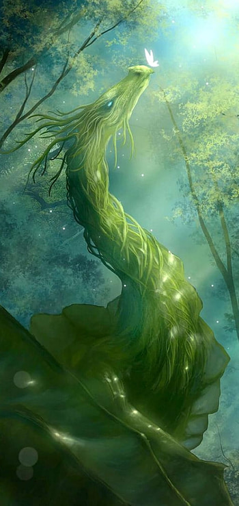 Peaceful Giant, magic, magical, magical_creature, nature, mythical, gree, Dragon, mythical_creature HD phone wallpaper