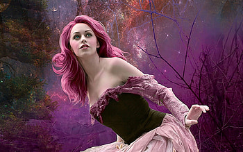 Beautiful Fantasy Girl in Pink, pink, Fantasy girl, gorgeous, dreamy, pink hair, lovely HD wallpaper