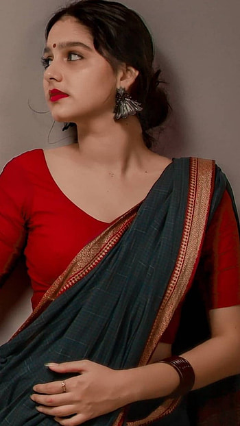 Anaswara Rajan, eye, actress, lip, saree, mallu HD phone wallpaper