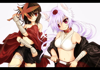 NekoGirl and Warrior, classic, girl, beauty, nekogirl, anime, touhou, game, new, warrior HD wallpaper