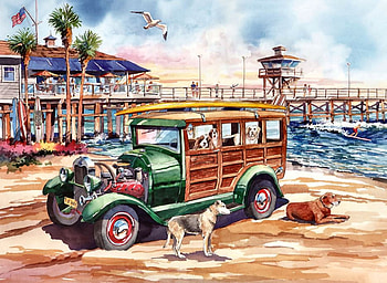 dog days, dogs, woody, strand, cars HD wallpaper