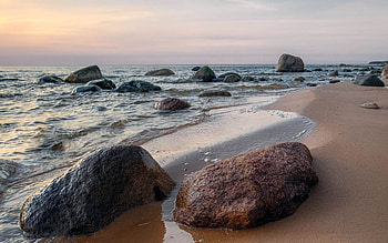 Rocky Beach in Latvia, sea, Latvia, rocks, beach HD wallpaper
