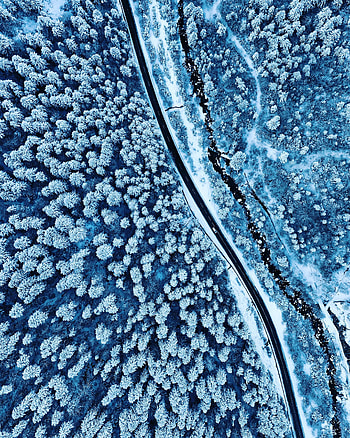Winter, Nature, Rivers, Snow, View From Above, Road, Forest HD phone wallpaper