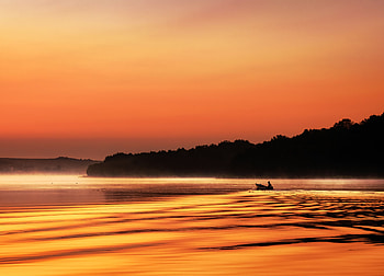 Nature, Rivers, Twilight, Silhouette, Dusk, Boat HD wallpaper