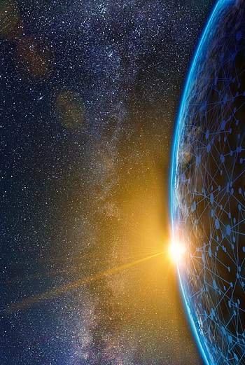 Universe, Shine, Light, Rays, Beams, Starry Sky, Brilliance, Planet, Net HD phone wallpaper
