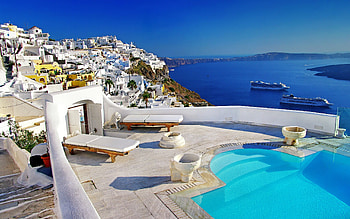 Santorini architecture, Ocean views, White buildings, Greek beauty HD wallpaper