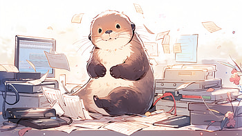 Desk Otter, otter, drawing, AI Art HD wallpaper