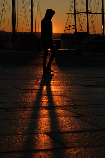 Sunset, Dark, Silhouette, Shadow, Human, Person HD phone wallpaper