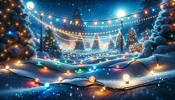 Enchanting Winter Holiday Lights, holiday lights, christmas lights, winter scene, holiday decorations, snow HD wallpaper
